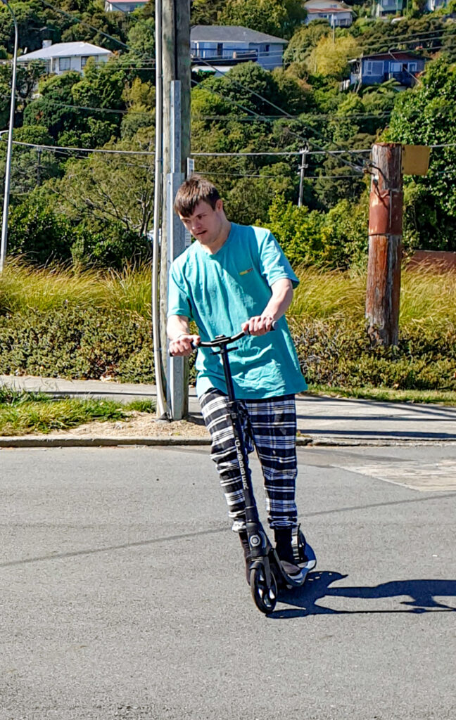 Jeremy Bray on his scooter during lockdown