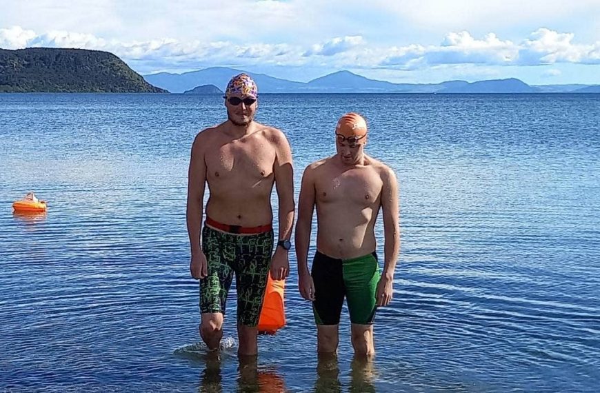 Special Olympics swimmers break record for Lake Taupō crossing