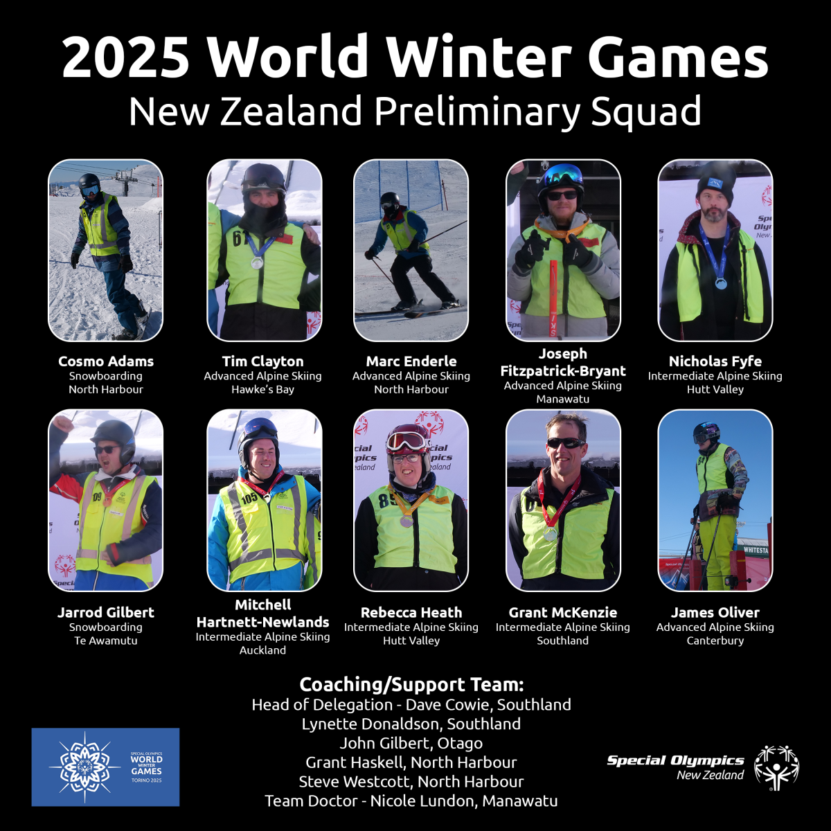 World Winter Games 2025 Preliminary Squad Named Special Olympics New Zealand